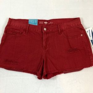 NWT Old Navy Maroon Denim CutOff Semi-Fitted Short